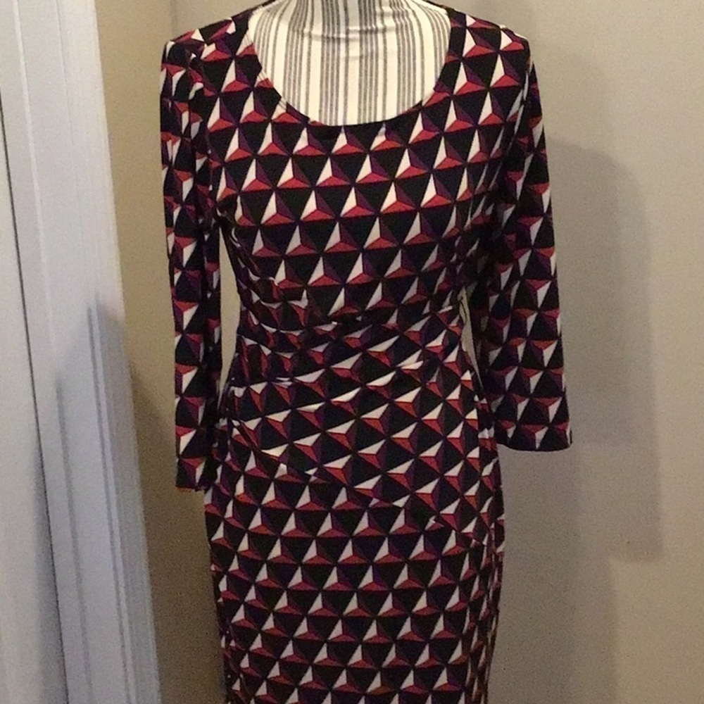 Tiana B Geometric Print Slip On Dress Size Medium